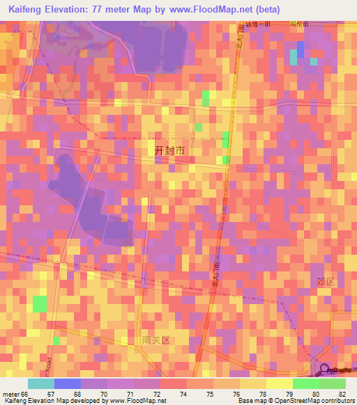 Kaifeng,China Elevation Map
