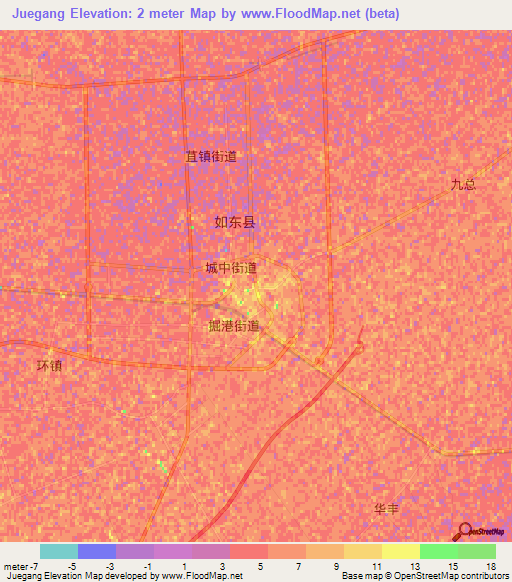 Juegang,China Elevation Map