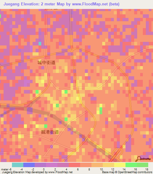 Juegang,China Elevation Map