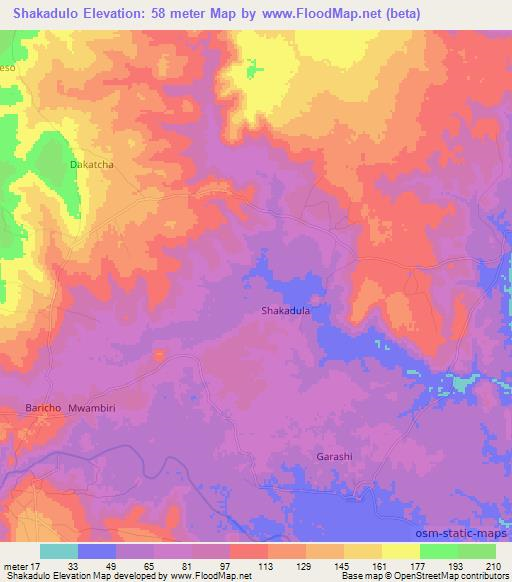 Shakadulo,Kenya Elevation Map