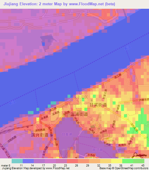 Jiujiang,China Elevation Map