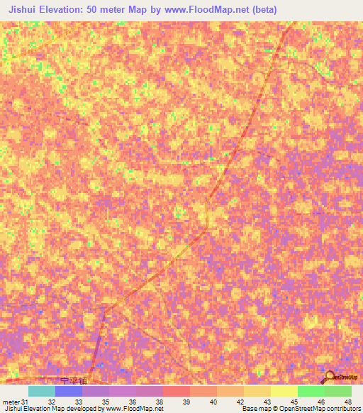 Jishui,China Elevation Map