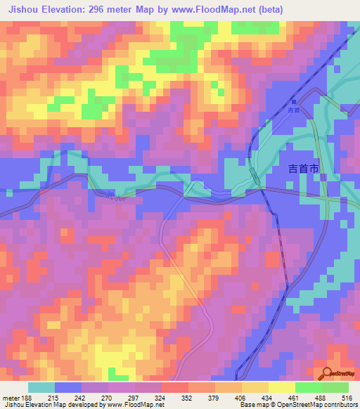 Jishou,China Elevation Map