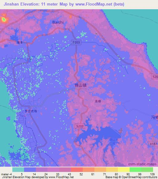 Jinshan,China Elevation Map