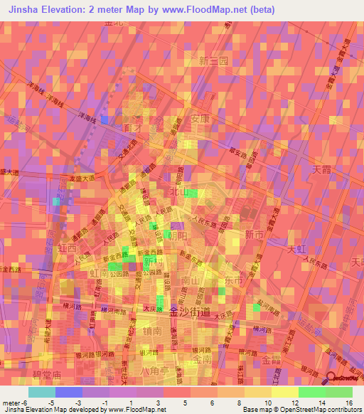 Jinsha,China Elevation Map