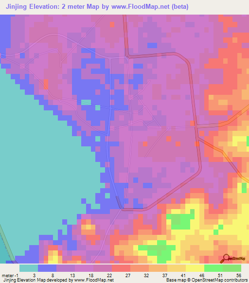 Jinjing,China Elevation Map