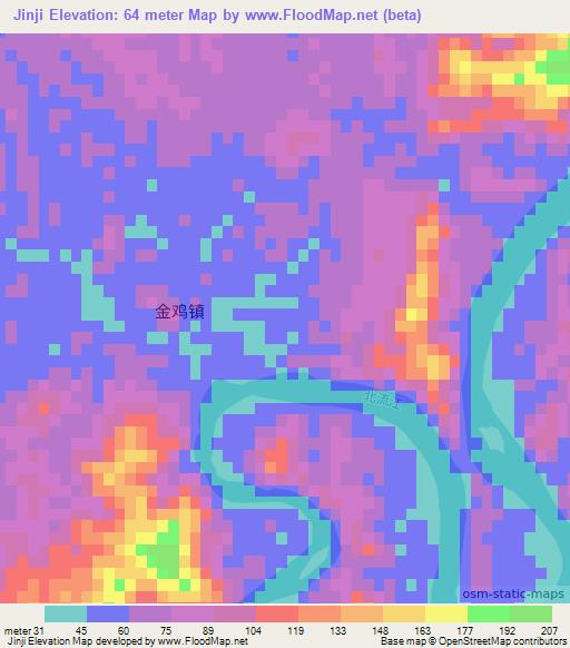 Jinji,China Elevation Map