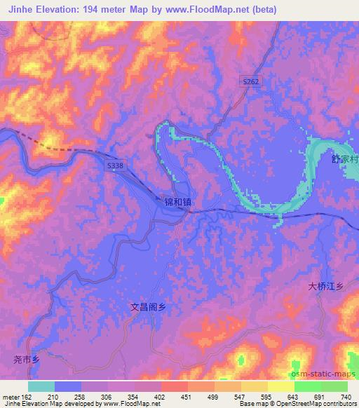 Jinhe,China Elevation Map