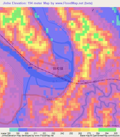 Jinhe,China Elevation Map