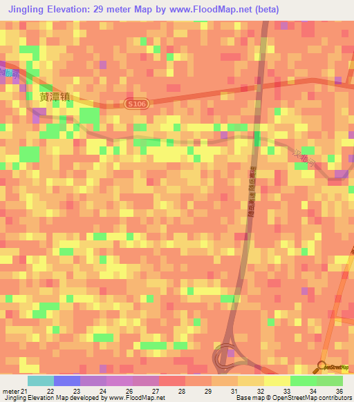 Jingling,China Elevation Map