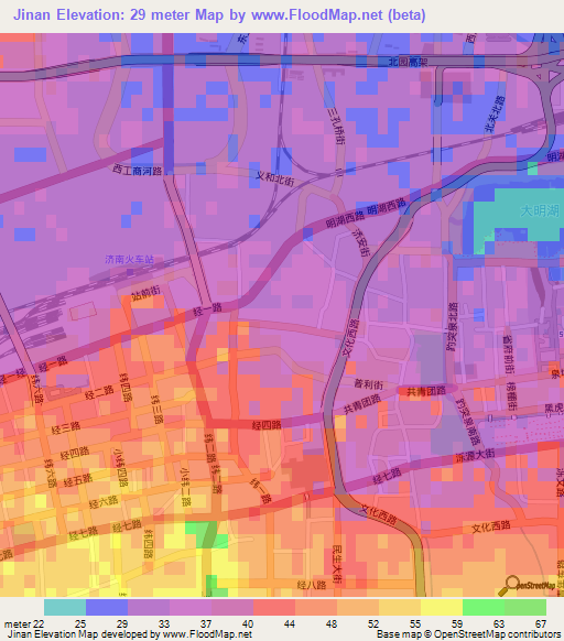 Jinan,China Elevation Map