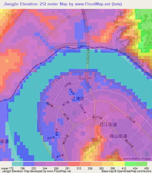 Jiangjin,China Elevation Map