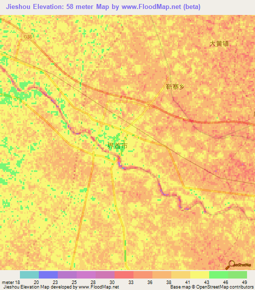 Jieshou,China Elevation Map