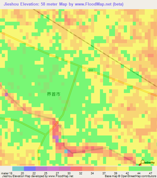 Jieshou,China Elevation Map