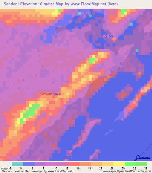 Sendeni,Kenya Elevation Map