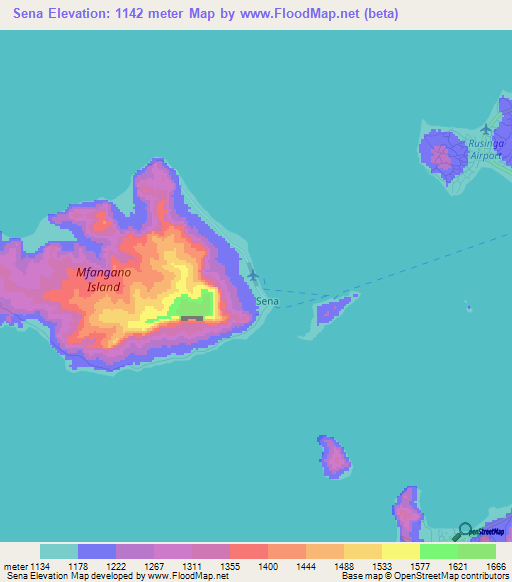 Sena,Kenya Elevation Map