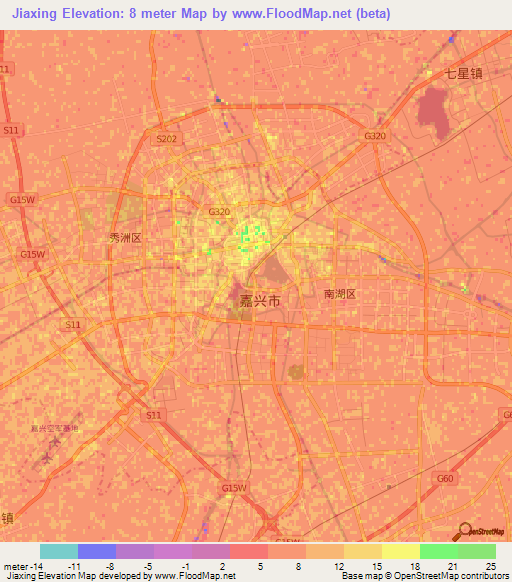 Jiaxing,China Elevation Map