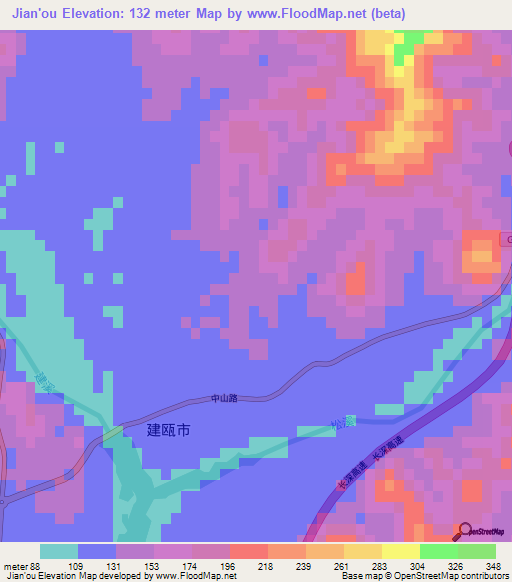Jian'ou,China Elevation Map