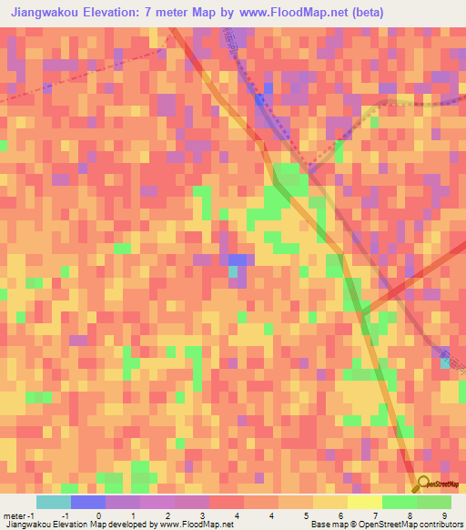 Jiangwakou,China Elevation Map