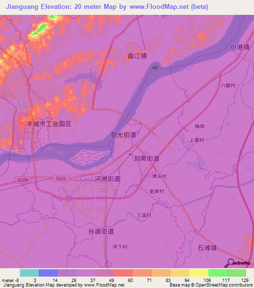 Jianguang,China Elevation Map