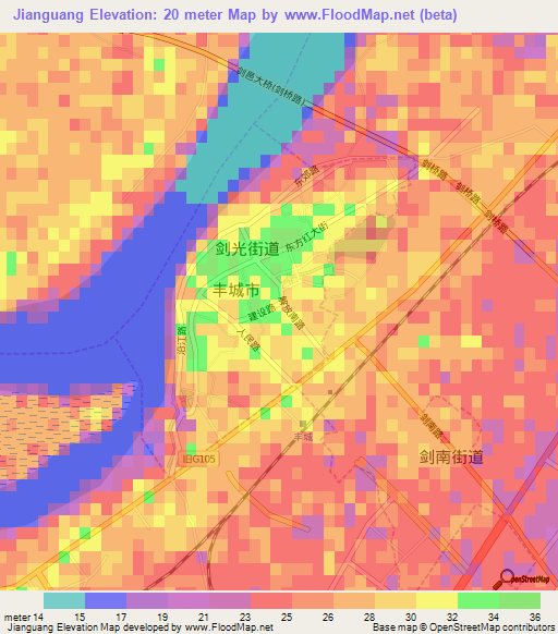 Jianguang,China Elevation Map