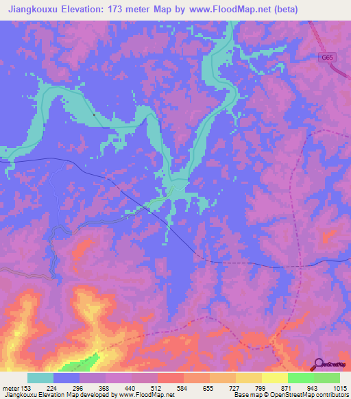 Jiangkouxu,China Elevation Map