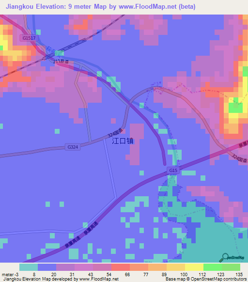 Jiangkou,China Elevation Map