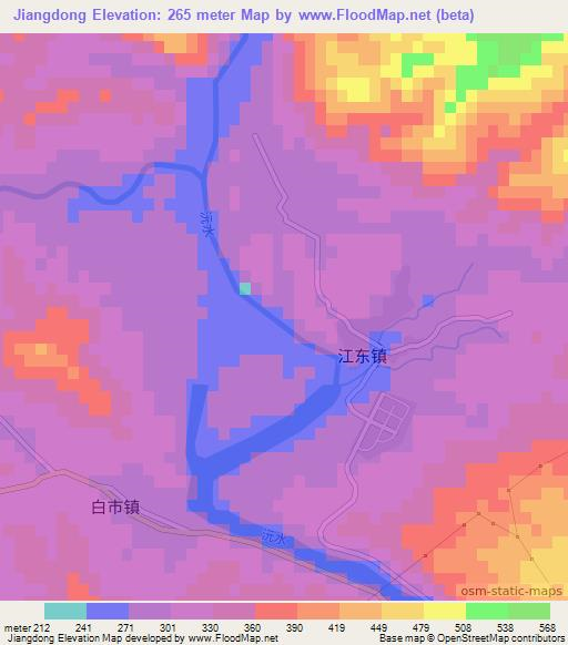 Jiangdong,China Elevation Map