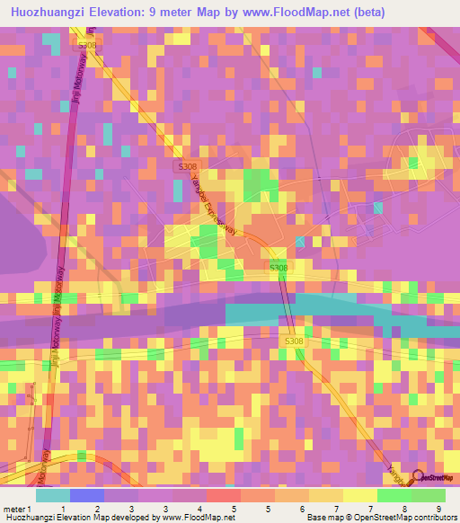Huozhuangzi,China Elevation Map