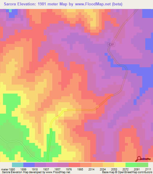 Sarora,Kenya Elevation Map