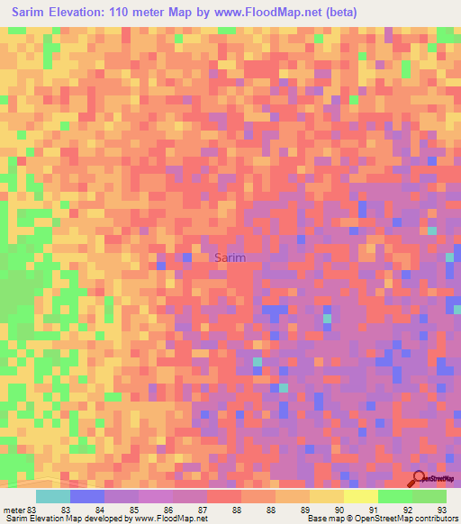 Sarim,Kenya Elevation Map