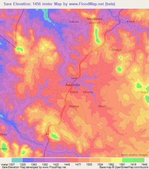 Sare,Kenya Elevation Map