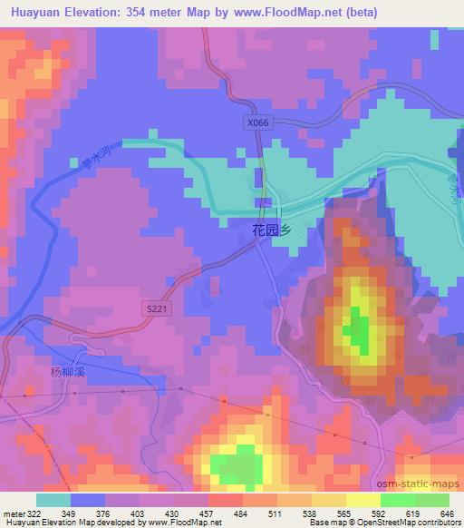 Huayuan,China Elevation Map