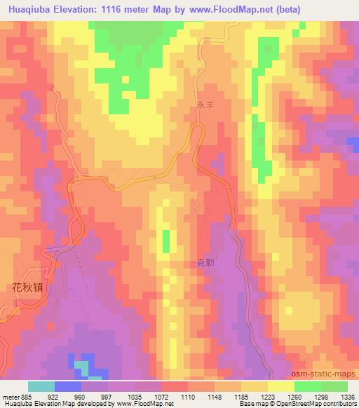 Huaqiuba,China Elevation Map