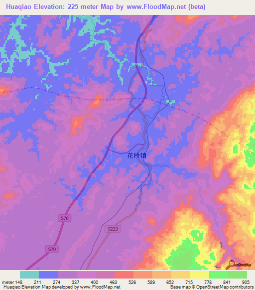 Huaqiao,China Elevation Map