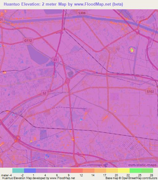 Huantuo,China Elevation Map