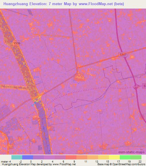 Huangzhuang,China Elevation Map