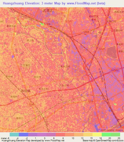 Huangzhuang,China Elevation Map
