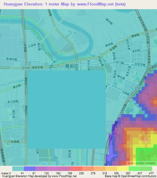 Huangyan,China Elevation Map
