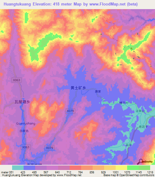 Huangtukuang,China Elevation Map