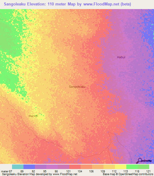 Sangoleaku,Kenya Elevation Map