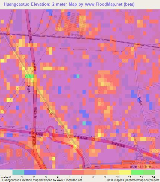Huangcaotuo,China Elevation Map
