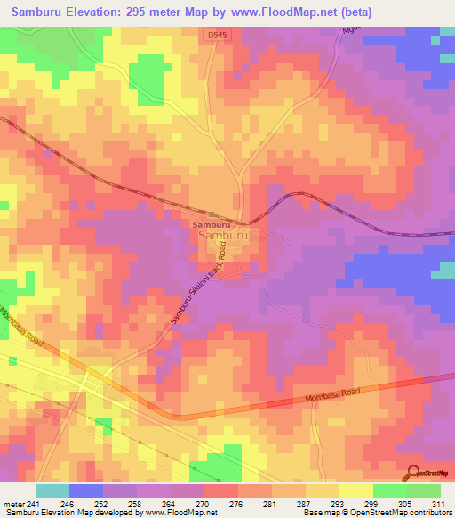 Samburu,Kenya Elevation Map