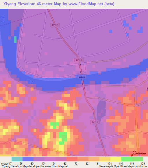 Yiyang,China Elevation Map