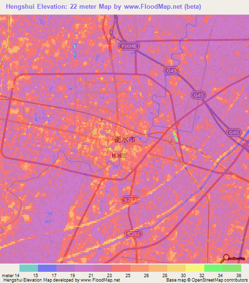 Hengshui,China Elevation Map