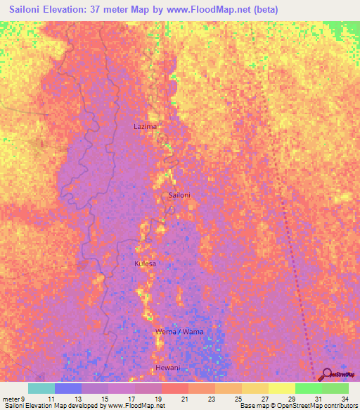 Sailoni,Kenya Elevation Map