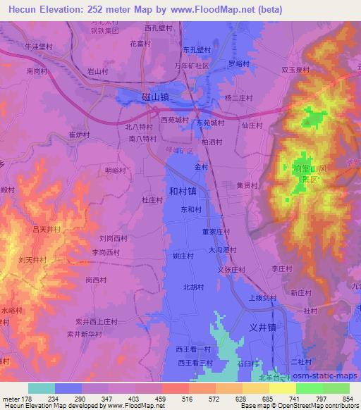 Hecun,China Elevation Map