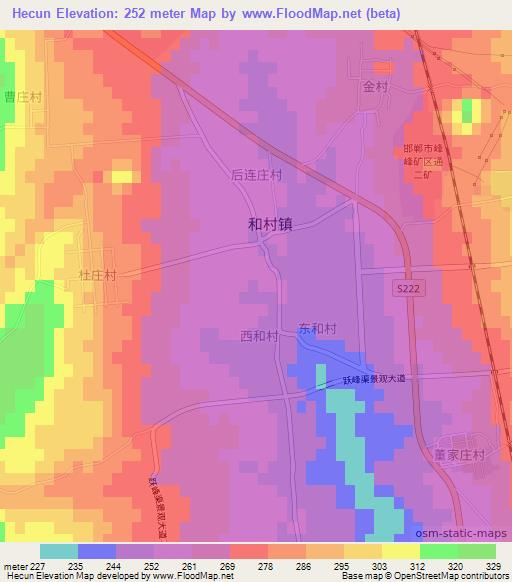 Hecun,China Elevation Map
