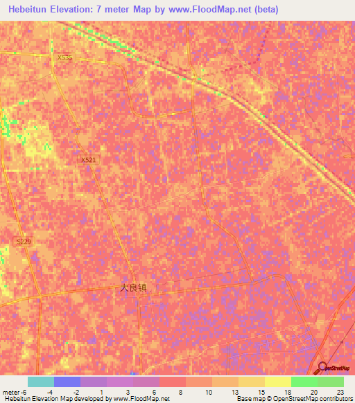 Hebeitun,China Elevation Map