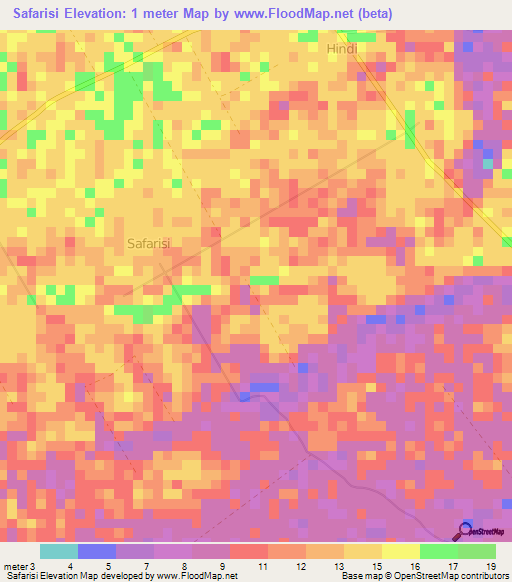 Safarisi,Kenya Elevation Map